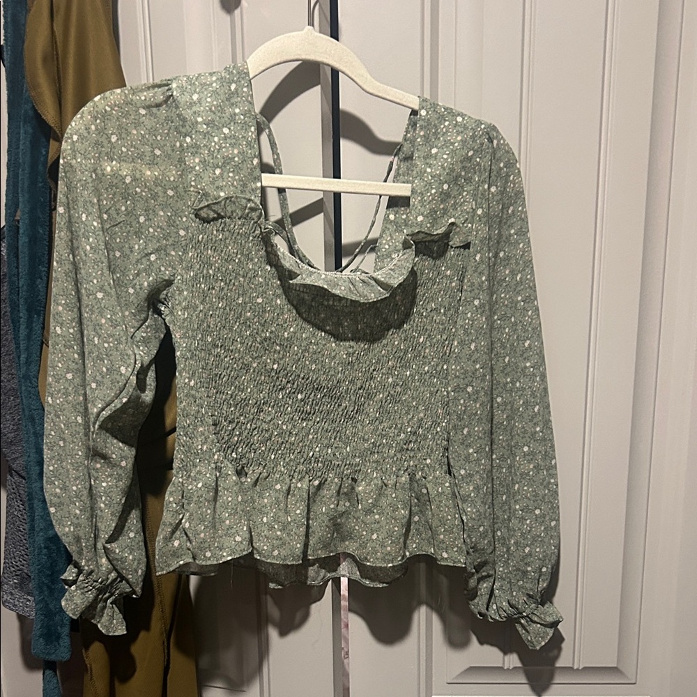 Green Floral Women's Top